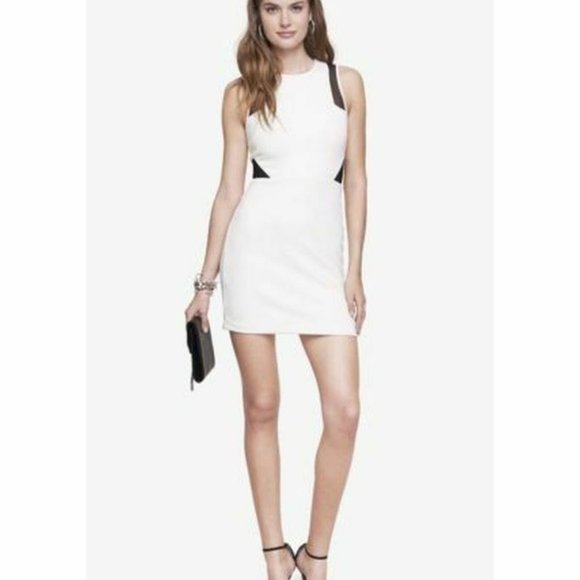 new Express Contrast Mesh Inset Sheath Dress super cute size 8 - Picture 3 of 3